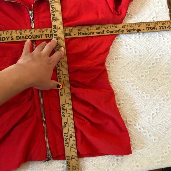 VTG Joseph Ribkoff Red Zip Front Blazer Jacket Fitted 12 Large Office Siren Y2K - Picture 11 of 11